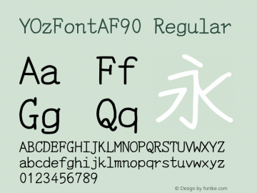 YOzFontAF90 Regular Version 13.11 Font Sample