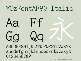 YOzFontAF90 Italic Version 13.11 Font Sample