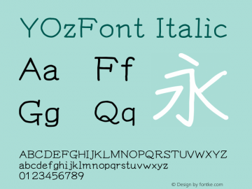 YOzFont Italic Version 13.11 Font Sample