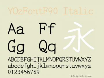 YOzFontF90 Italic Version 13.11 Font Sample