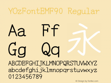 YOzFontEMF90 Regular Version 13.11 Font Sample