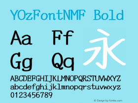 YOzFontNMF Bold Version 13.11 Font Sample