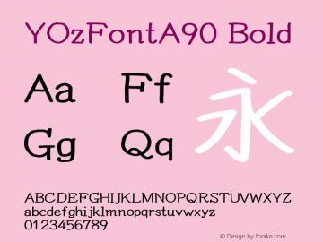 YOzFontA90 Bold Version 13.11 Font Sample