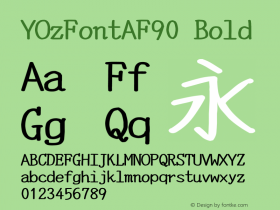 YOzFontAF90 Bold Version 13.11 Font Sample