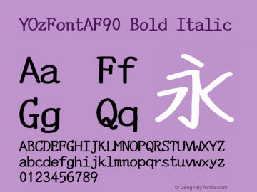 YOzFontAF90 Bold Italic Version 13.11 Font Sample