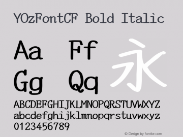 YOzFontCF Bold Italic Version 13.11 Font Sample