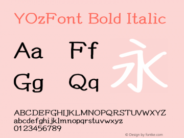 YOzFont Bold Italic Version 13.11 Font Sample