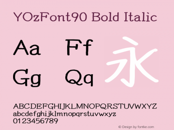 YOzFont90 Bold Italic Version 13.11 Font Sample