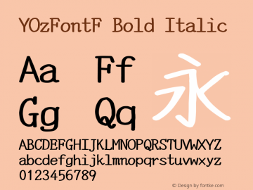 YOzFontF Bold Italic Version 13.11 Font Sample