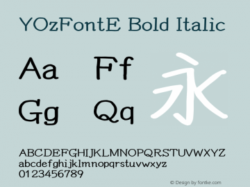 YOzFontE Bold Italic Version 13.11 Font Sample