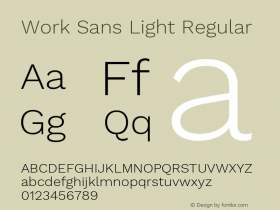 Work Sans Light Regular Version 1.500 Font Sample