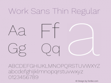 Work Sans Thin Regular Version 1.500 Font Sample