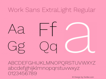 Work Sans ExtraLight Regular Version 1.500 Font Sample