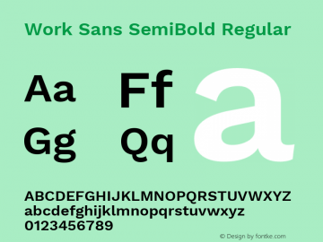 Work Sans SemiBold Regular Version 1.500 Font Sample