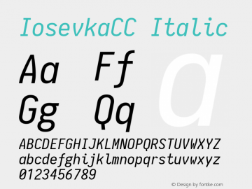 IosevkaCC Italic 1.6.1; ttfautohint (v1.4.1) Font Sample