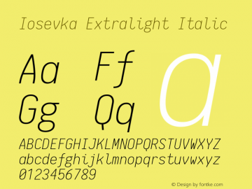 Iosevka Extralight Italic 1.6.1; ttfautohint (v1.4.1)图片样张