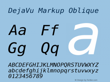 DejaVu Markup Oblique Version 2.35 Font Sample