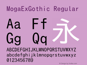 MogaExGothic Regular Version 001.02.14 Font Sample