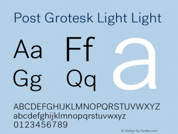 Post Grotesk Light Light Version 1.0 Font Sample