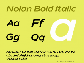 Nolan Bold Italic Version 1.003 Font Sample