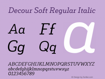 Decour Soft Regular Italic Version 1.000;PS 001.000;hotconv 1.0.88;makeotf.lib2.5.64775;com.myfonts.easy.latinotype.decour-soft.regular-italic.wfkit2.version.4vjH图片样张