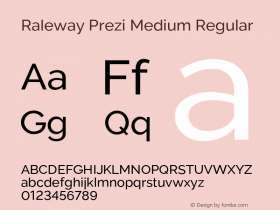 Raleway Prezi Medium Regular Version 3.100;PS 003.100;hotconv 1.0.88;makeotf.lib2.5.64775 Font Sample
