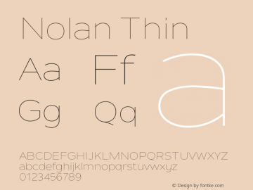 Nolan Thin Version 1.003 Font Sample