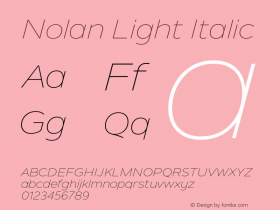 Nolan Light Italic Version 1.003 Font Sample