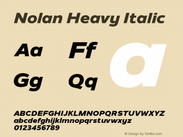 Nolan Heavy Italic Version 1.003 Font Sample