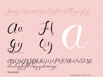 Honey Moon Midnight Calligraphy 1.000 Font Sample