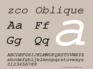 zco Oblique Version 1.00 Font Sample