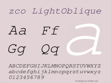 zco LightOblique Version 1.00 Font Sample