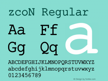 zcoN Regular Version 1.00 Font Sample