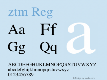 ztm Reg Version 3.00 Font Sample