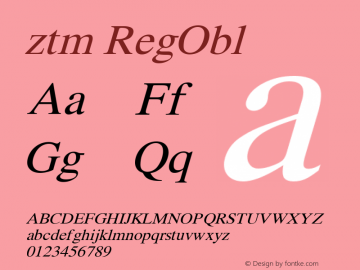ztm RegObl Version 3.00 Font Sample