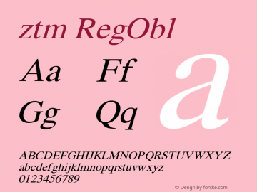 ztm RegObl Version 3.00 Font Sample