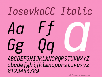 IosevkaCC Italic 1.6.2; ttfautohint (v1.4.1) Font Sample