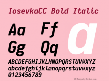 IosevkaCC Bold Italic 1.6.2; ttfautohint (v1.4.1) Font Sample