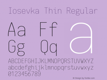 Iosevka Thin Regular 1.6.2; ttfautohint (v1.4.1) Font Sample