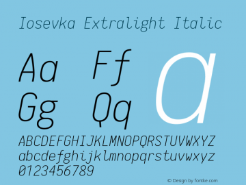 Iosevka Extralight Italic 1.6.2; ttfautohint (v1.4.1)图片样张