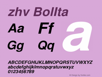 zhv BolIta Version 1.00 Font Sample