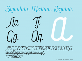 Signature Medium Regular Version 1.000;PS 001.000;hotconv 1.0.70;makeotf.lib2.5.58329图片样张