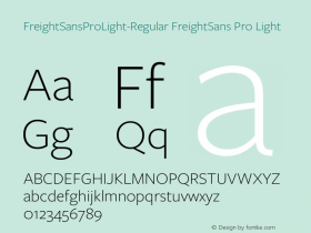 FreightSansProLight-Regular FreightSans Pro Light Version 3.000 Font Sample