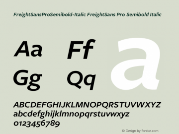 FreightSansProSemibold-Italic FreightSans Pro Semibold Italic Version 3.000图片样张