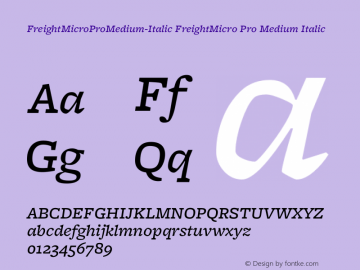 FreightMicroProMedium-Italic FreightMicro Pro Medium Italic Version 3.000 Font Sample