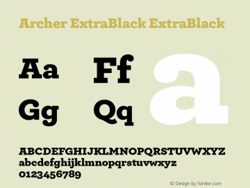 Archer ExtraBlack ExtraBlack Version 1.202 Pro Font Sample