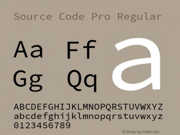 Source Code Pro Regular Version 2.010;PS 1.0;hotconv 1.0.84;makeotf.lib2.5.63406图片样张