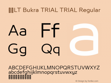 29LT Bukra TRIAL TRIAL Regular Version 1.029;PS 001.029;hotconv 1.0.88;makeotf.lib2.5.64775 Font Sample