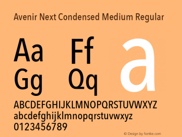 Avenir Next Condensed Medium Regular 8.0d2e1图片样张
