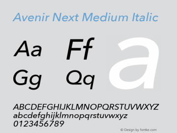 Avenir Next Medium Italic 8.0d2e1图片样张